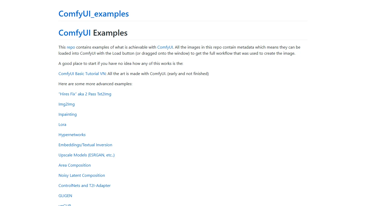 ComfyUI Examples 网站快照